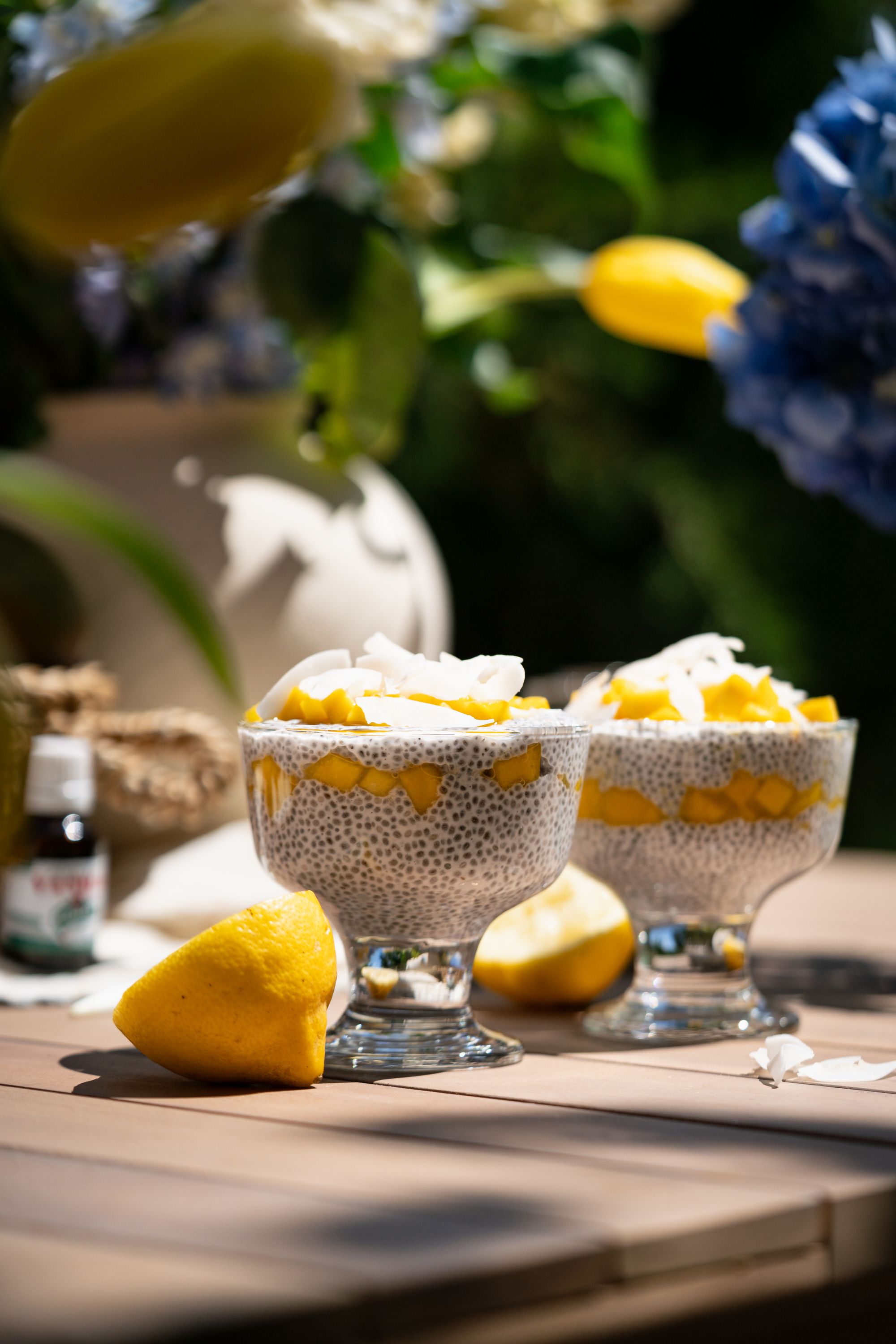 Budincă de chia cu cocos si mango