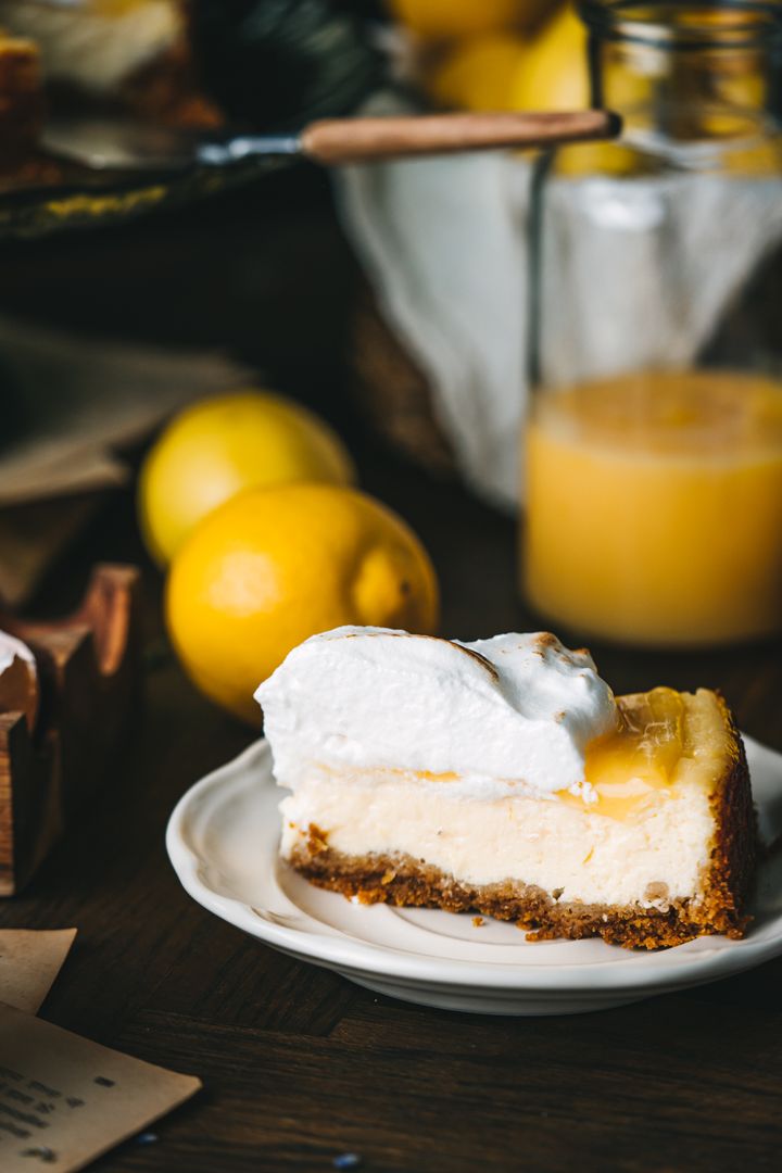 Cheesecake cu Lămâie, Cremă de lămâie și Bezea